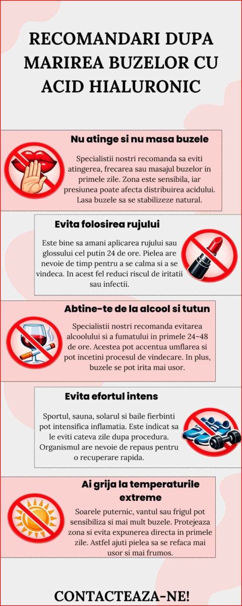 Recomandari dupa marirea buzelor cua cid hialuronic